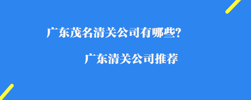 廣東茂名清關公司有哪些？廣東清關公司推薦