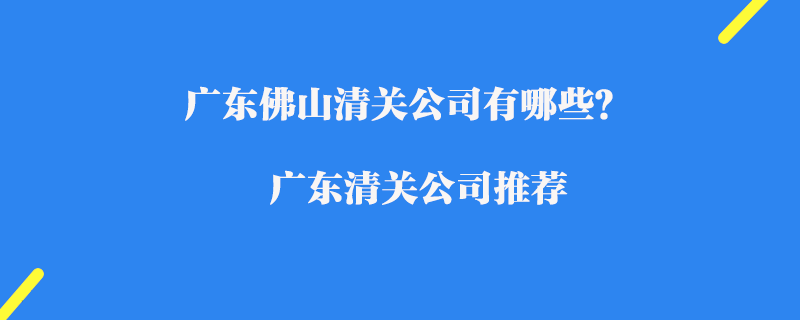 廣東佛山清關公司有哪些？廣東清關公司推薦